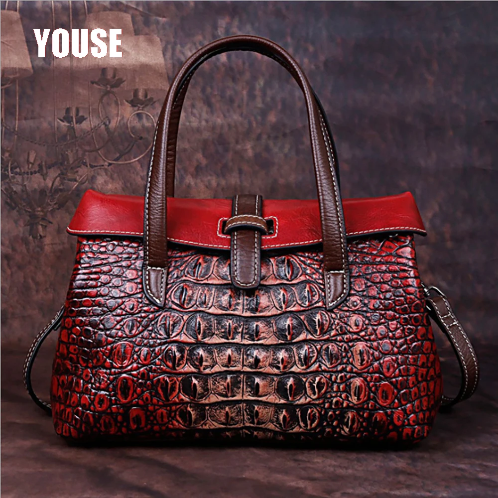 

Crocodile lines restoring ancient ways Genuine Shoulder Female Handbags For Women's Leather Woman Brand Bags Womens 2020