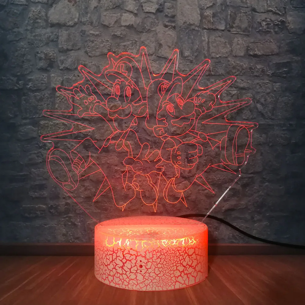 Прямая Led ночник игра Супер Марио Настольная 3d лампа 7 красочных изменений крутой подарок для детей Детская Спальня украшение