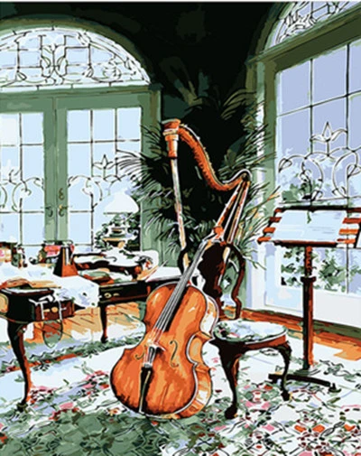 HUACAN живопись по номерам гитары картины подарочные наборы рисунок холст ручная роспись музыка домашний декор - Цвет: SZHC1-1762