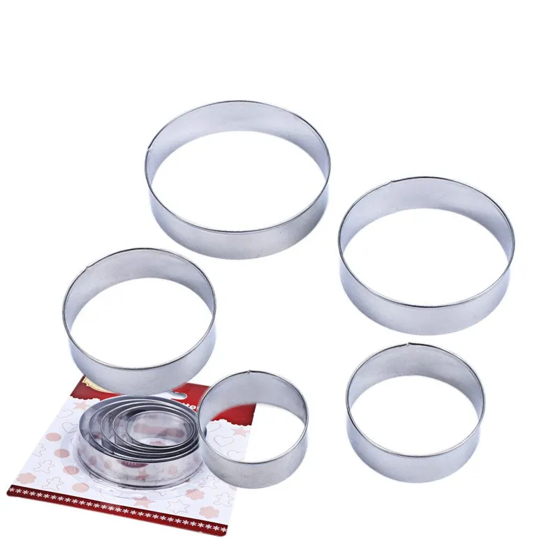 Circular hexagonal star mousse ring stainless steel 5 piece cake circle DIY cheesecake biscuits die mold baking tools bakery