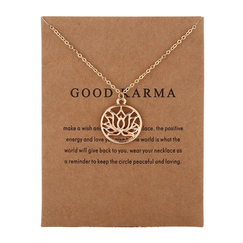 Модные Ювелирные изделия Новое поступление хорошее Карма Будда ожерелье в форме лотоса для женщин