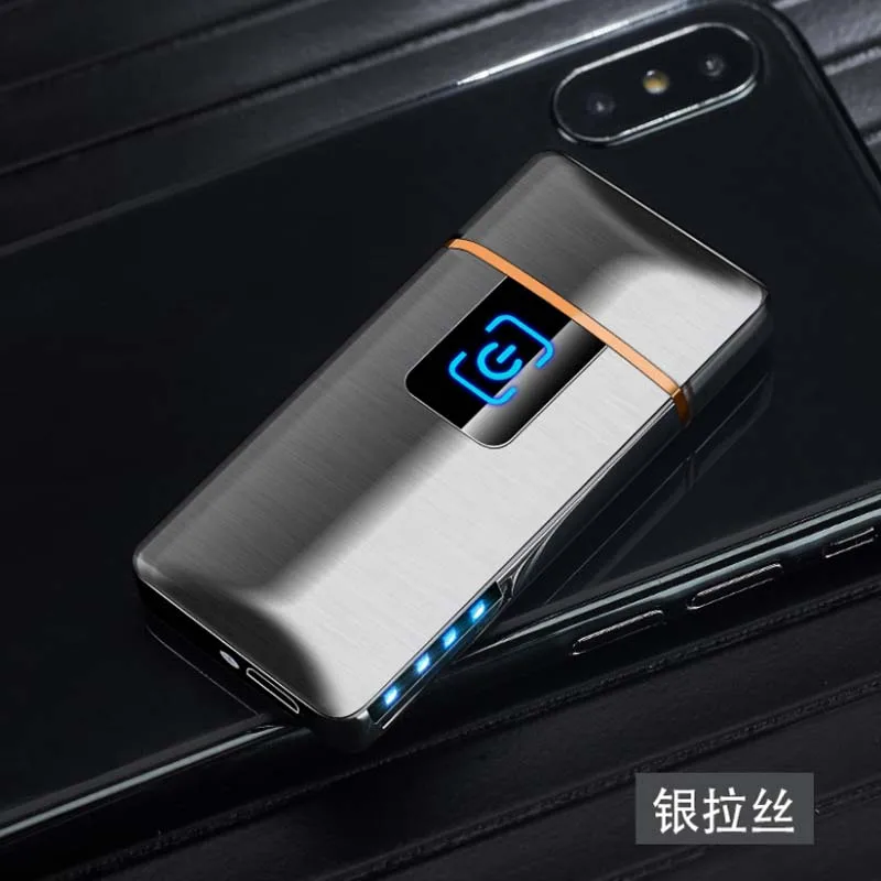 silver Электрическая зажигалка с подключением к usb зарядка прикуриватель ветрозащитная Зажигалка без масла бездымный может привести в самолет для путешествий кемпинга - Цвет: silver