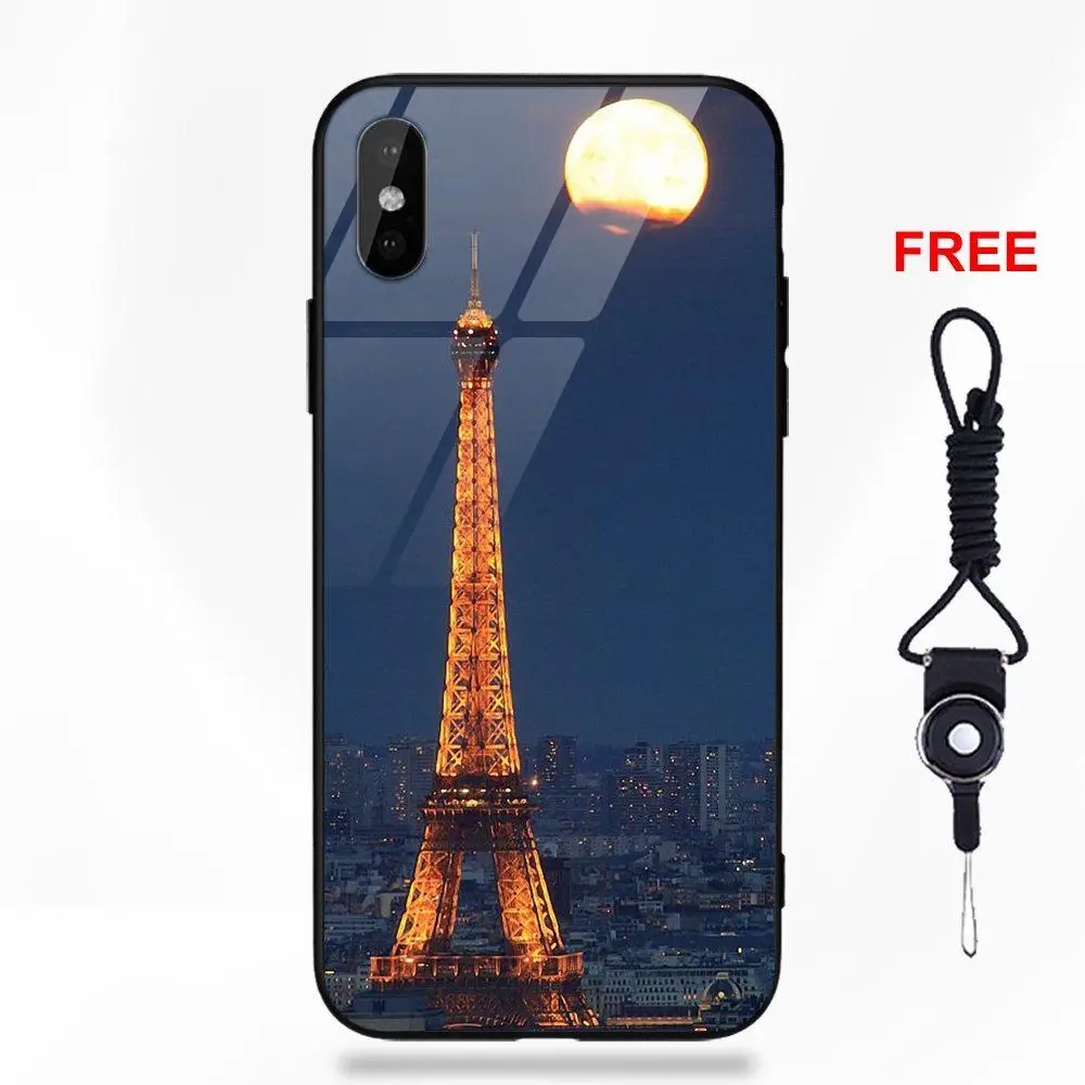 as picture Omdnwd полная луна в Эйфелевой башне Парижа для Apple iPhone 5 5C 5S SE 6 6S 7 8 Plus X XS Max XR - Цвет: as picture