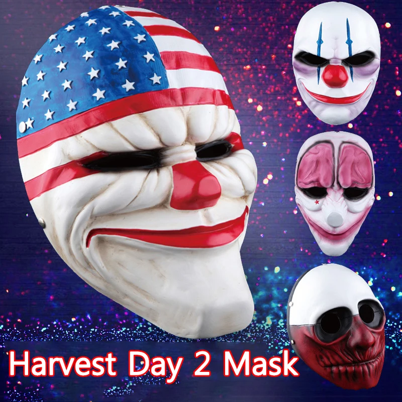

Payday2 Game Theme Horror Mask Masquerade Scary Plastic Halloween Mask Performance Props Fashion Halloween Party Supplies