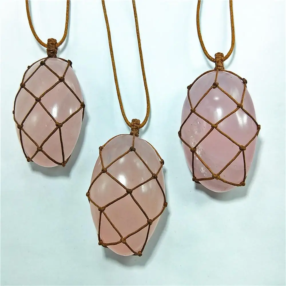 

Wholesale 6pcs Natural Stone necklace pink Lucky pendant for Jewelry handmade