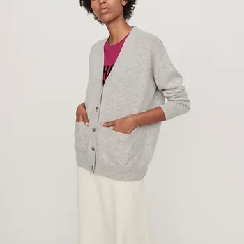 

2019 Autumn and Winter New Temperament Simple Solid Color Single-breasted Cashmere Cardigan Sweater Knit Top