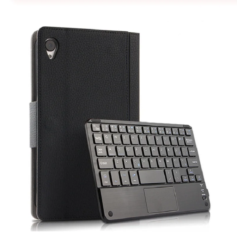 Беспроводная Bluetooth клавиатура из искусственной кожи чехол для huawei Mediapad M6 8,4 дюймов VRD-AL09 W09 подставка чехол для планшета защитный чехол+ ручка - Цвет: Черный