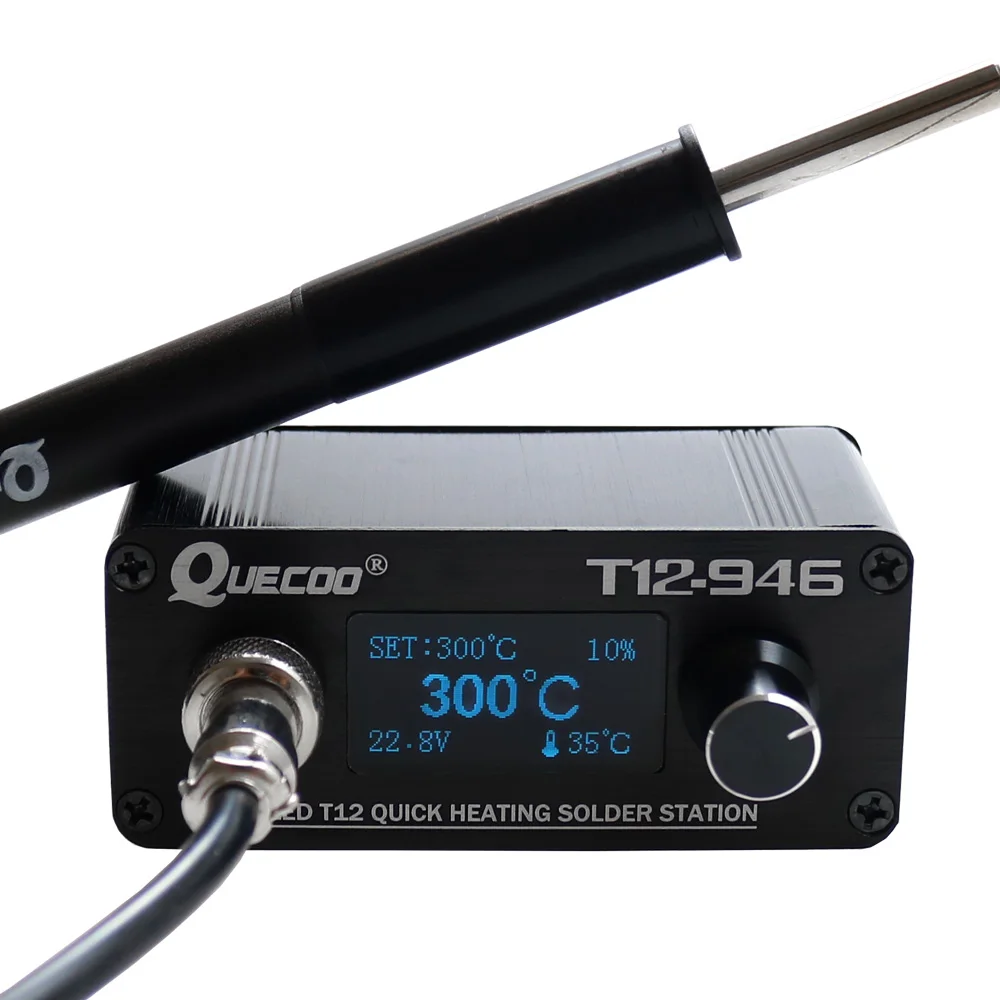 STC T12-946 Мини паяльная станция 1,3 дюймов электронный цифровой контроллер с P9 пластиковой ручкой и железными наконечниками сварочные инструменты