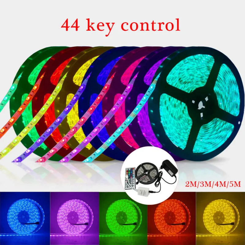44Key RGB ИК-пульт дистанционного управления+ 5/4/3/2M Светодиодные ленты 60 светодиодный s/M RGB Светодиодные ленты светильник 2835 гибкий светильник ing затягивающая лента