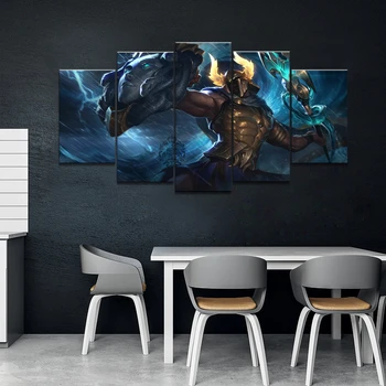 

5 Panel Pantheon League of Legends Canvas Art Printed Painting For Living Room Wall Decor HD Picture Artworks Poster