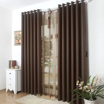 

High-end Green Hotel Curtains for Living Dining Room Bedroom Linen Full Shading Cloth Curtain Engineering Plain Weave Blinds
