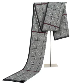 

Scarf Men Autumn Winter Fashion Jacquards Knit Classic Plaid Scarf Middle-Aged Father Plaid Scarf Gift Cachecol Masculino