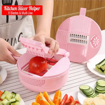 

Slicer Vegetable Slicer Potato Peeler Carrot Onion Grater with Strainer Vegetable Cutter 8 in 1 Kitchen Accessories