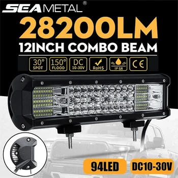 

12" 282W LED Light Bar Spot Flood Combo Beam DC10V-30V Offroad LED Bar Car Work Light Bar Headlights Lamp for Truck SUV ATV
