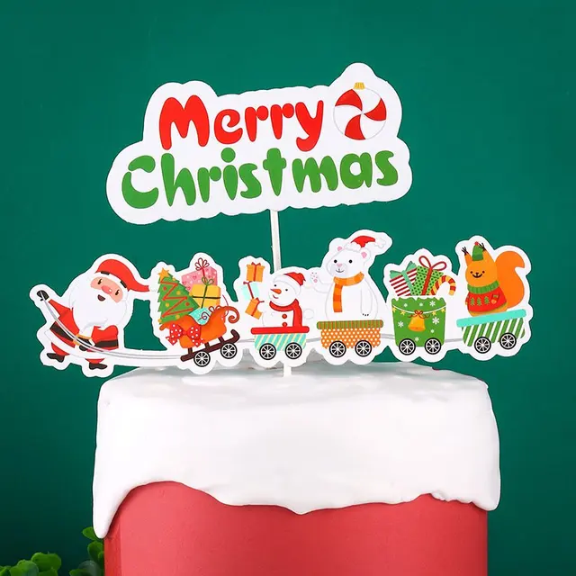 2021 Merry Christmas Cake Topper Birthday Cakes Santa Claus Cupcake Topper Merry Christmas Decor New Year Gift Natal Noel 2021 Light Green