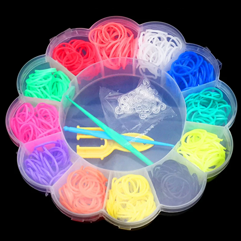 600 шт цветные Резиночки для плетения браслетов, набор инструментов для рукоделия, Подарочная коробка для девочек, детские игрушки для детей