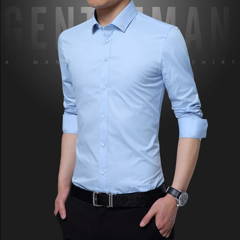 Новинка 2019 Молодежная рубашка с вышивкой мужская длинными рукавами приталенные