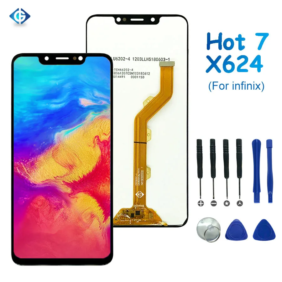 6,2 ''Полный ЖК-дисплей для Infinix Горячий 7X624 ЖК-дисплей кодирующий преобразователь сенсорного экрана в сборе для Infinix Горячий 7X624 экран Запасные части