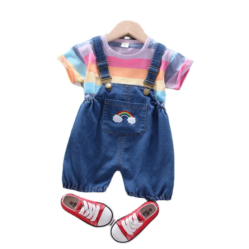 

Summer Baby Striped Clothes Children Boys Girls Cotton T Shirt Shorts 2Pcs/sets Toddler Sportswear Kids Infant Cartoon Clothing