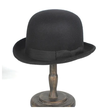Kobiety mężczyźni czarny wełniany melonik Topper najlepsze kapelusze Fedora magik Billycock Groom kapelusz rozmiar 57-58CM tanie i dobre opinie HXG JQX Unisex Adult COTTON Wełniana Na co dzień Patchwork 4 5CM 11CM