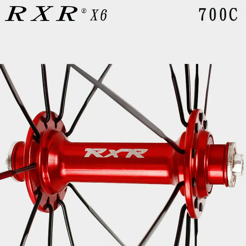 RXR Road Bike Wheelset 7-11 Speed Aluminium Wheelset 700c V Brake Clincher Front Rear Bearing Wheels Fit Shimano Cassette