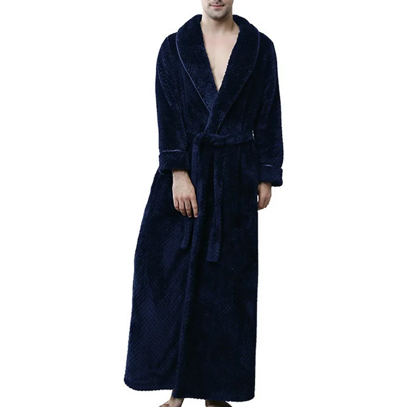 Shujin Men pajamas Confrot Robe Soft Absorbent Lightweight Long Kimono Flannel Spa Bathrobe Men Coral fleece bathrobe bathing