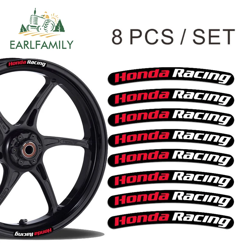 EARLFAMILY 13 см x 1,7 см 8x для HRC Honda Racing Rim стикер s колеса полосы Набор Автомобиль Мотоцикл Наклейка плоский клей Наклейка