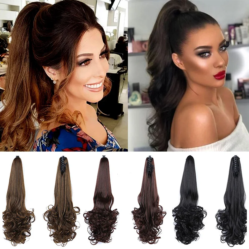 LUPU 24 &quotДлинные волны коготь конский хвост Женские шиньоны Клип в Высокая