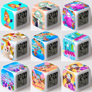 

Fall Guys Alarm Clock LED Digital Clock 7 Color Changing Light Night Glowing Kids Desk Clock Despertador Fall Guys Children Gift