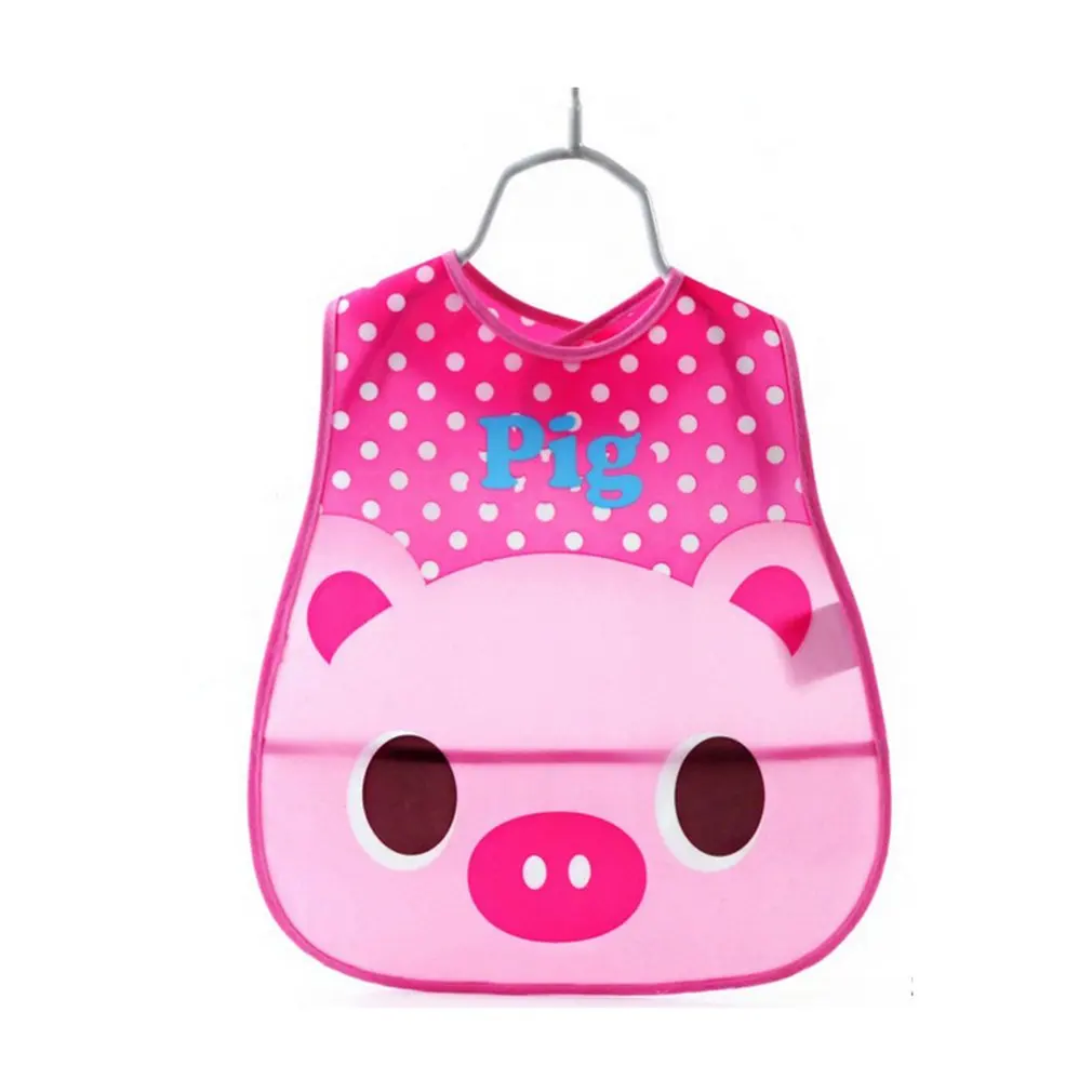 pink pig Объемный слюнявчик полотенце детское питание карман Eva нагрудник водонепроницаемый халат - Цвет: pink pig