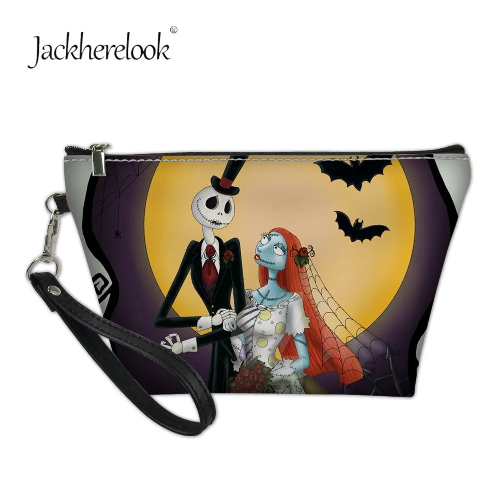 

Jackherelook Nightmare Before Christmas Print Cosmetic Bag for Lady Cartoon Companion Make up Bags Toiletry Pouch Halloween Gift