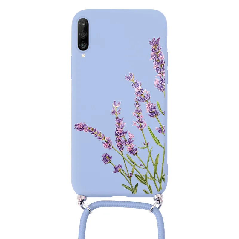 For Huawei P30 Pro Lite Case Strap Cord Lanyard Silicone Fundas For Huawei P30Pro P30Lite P 30 Chain Necklace Flower Bumper Capa iphone waterproof bag Cases & Covers