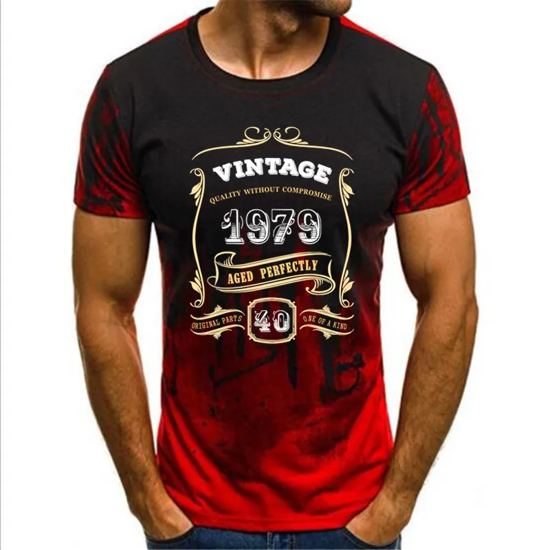 

40th Birthday Gift Gold Vintage 1979 Aged Perfectly Men T Shirt Fashion Camiseta Cotton Short Sleeve Men's Camouflage