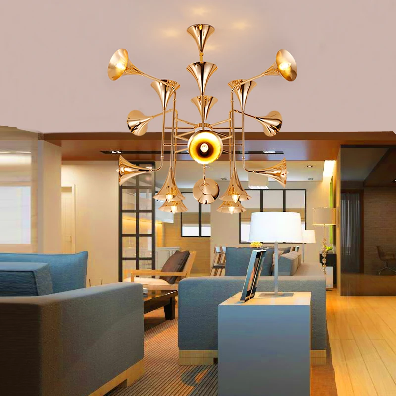 Скандинавский подвесной светильник с золотым Рогом украшение для гостиной