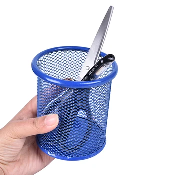 

Pen holder desktop office supplies storage metal mesh multi-function pen holder metal mesh storage barrel stationery