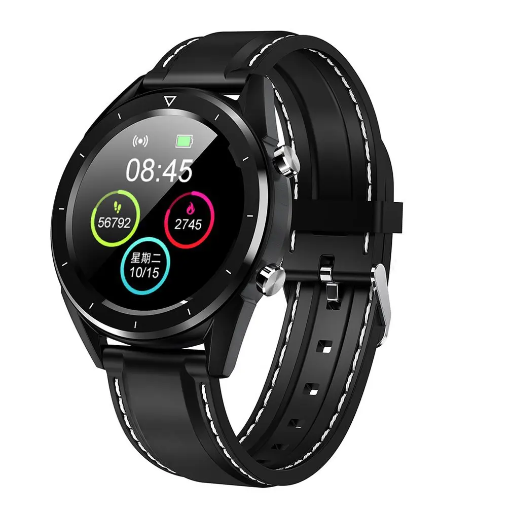 Comprar Reloj inteligente DT28 pantalla Color paso Ecg ritmo cardíaco movimiento de oxígeno en sangre seguimiento cuero correa de acero pulsera inteligente