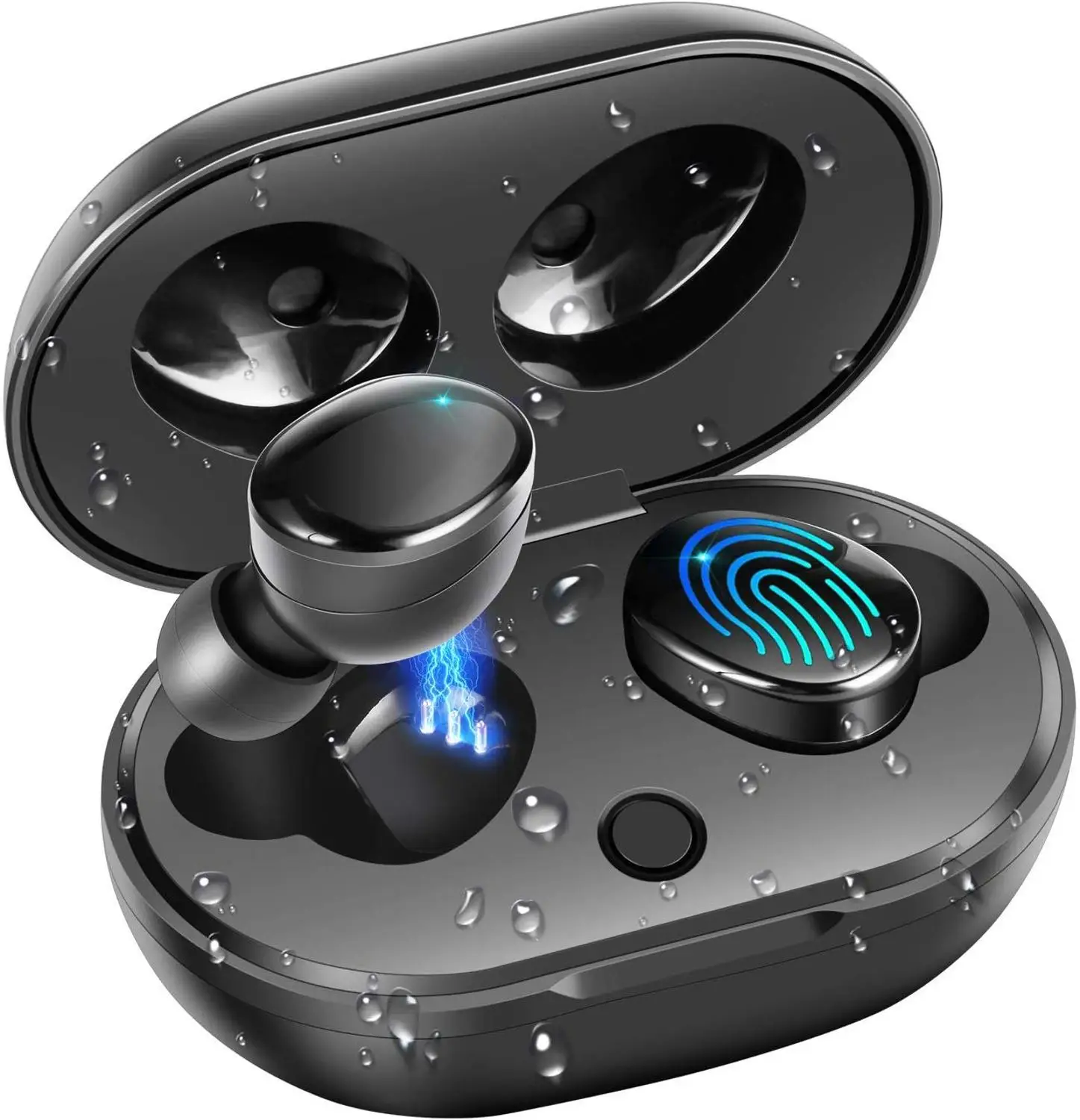 Black BassPal наушники-вкладыши TWS Bluetooth 5,0 Беспроводной наушники IPX7 Водонепроницаемый True Беспроводной наушники сенсорный Управление наушники с зарядный чехол - Цвет: Black