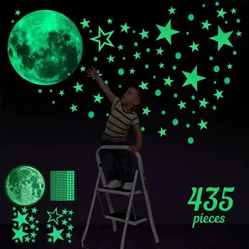 

435PCS PVC Glow In The Dark Luminous Stars & Moon Planet Space Wall Stickers Decal Children's Room Dormitory Decoration