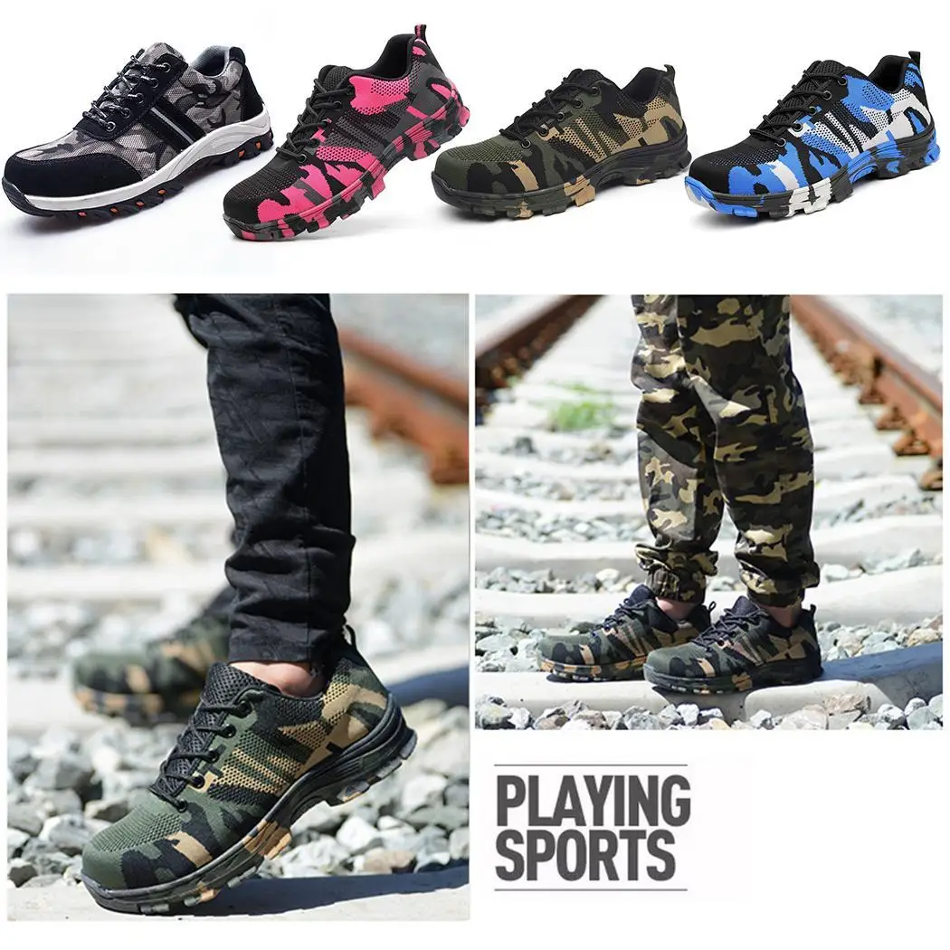 

Camouflage Breathable Comfortable Construction Site Non-slip Unisex Safety Adhesive shoes Shoes Sports, Casual