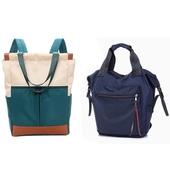 

2pcs Shoulder Backpack Women Waterproof Large Capacity Travel Laptop Backpack School Book Bags - Green & Navy blue
