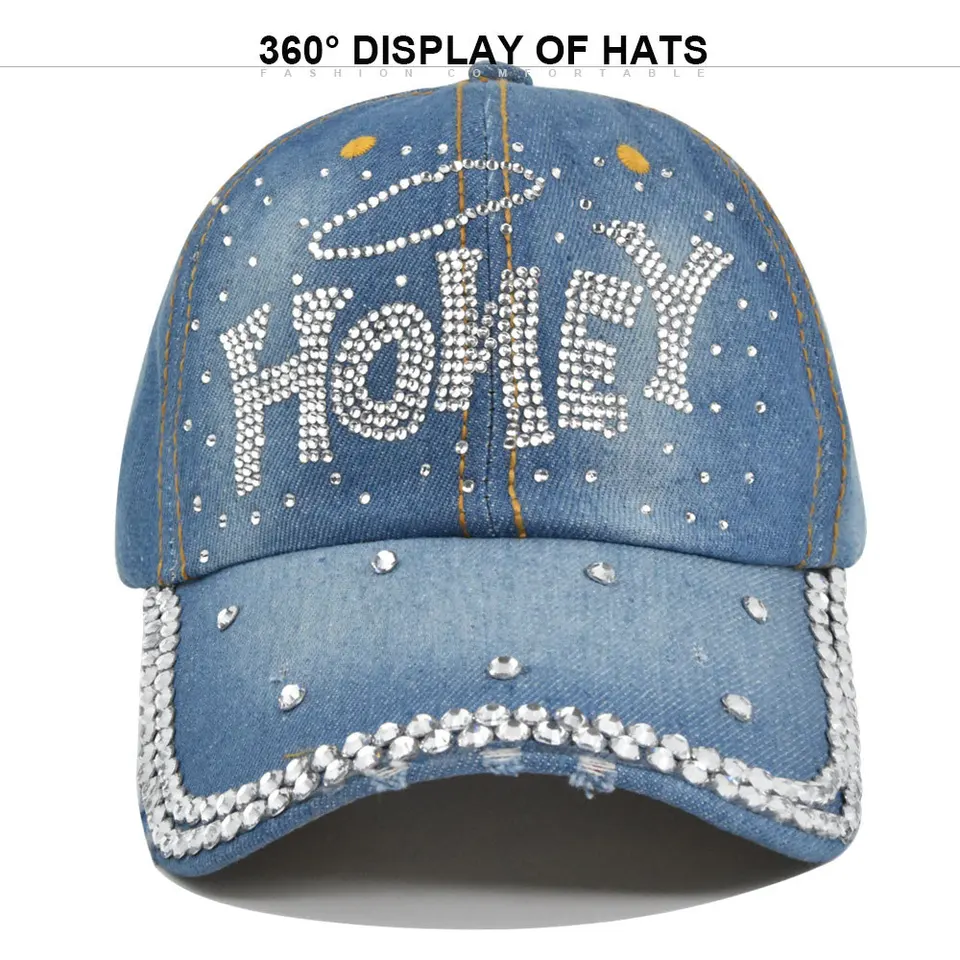 Cappellino da baseball con strass da donna estivo / Cappello snapback