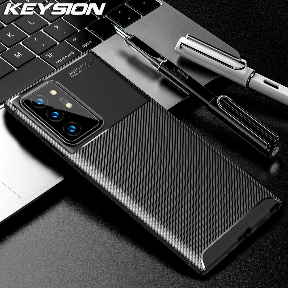 Чехол KEYSION для телефона Samsung Galaxy Note 20 Ультра углеродное волокно Текстура