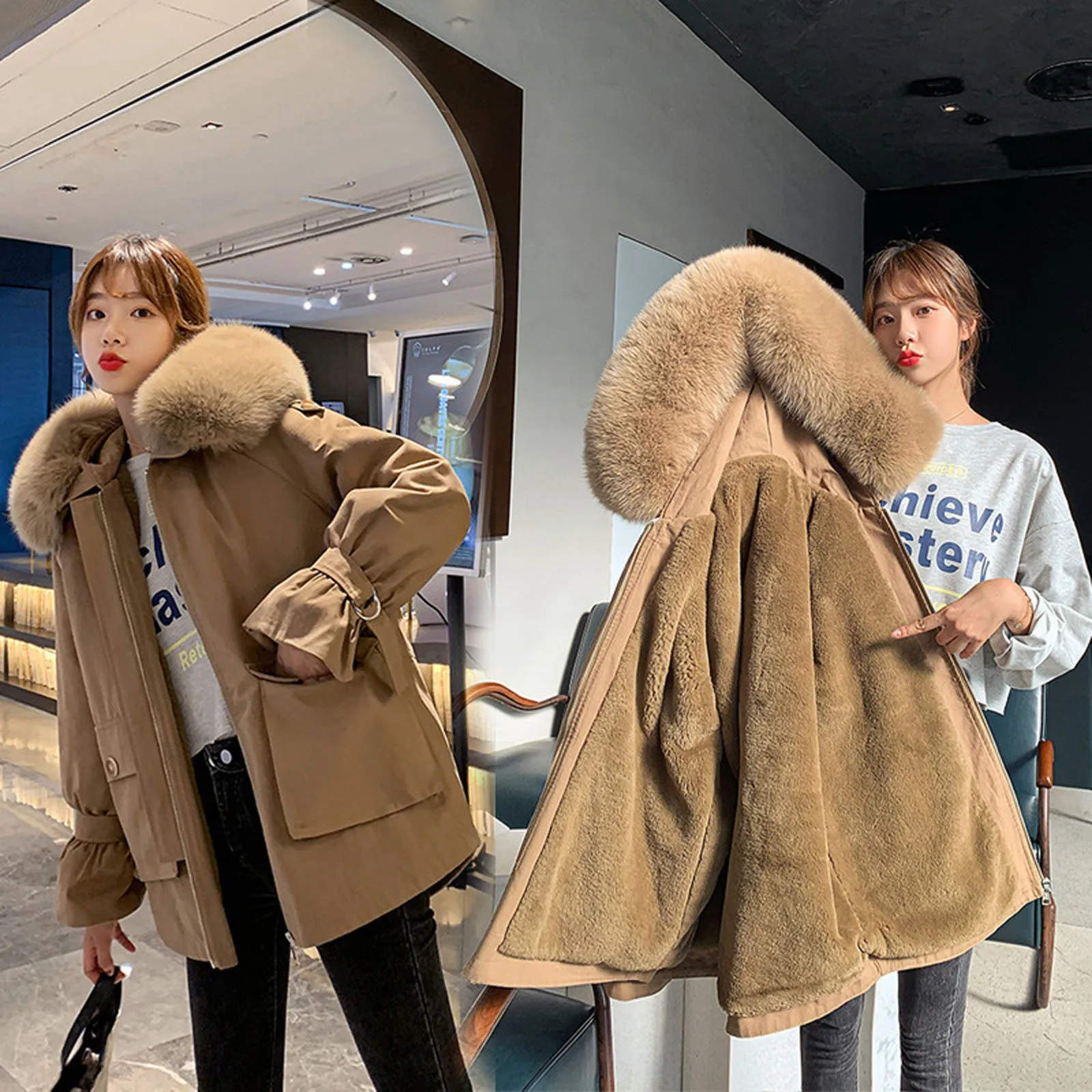 

Large Natural Jacket Raccoon Fox Fur Hooded Winter Down Coat Women Down Jacket Thick Warm Parkas Female Outerwear Manteau Femme