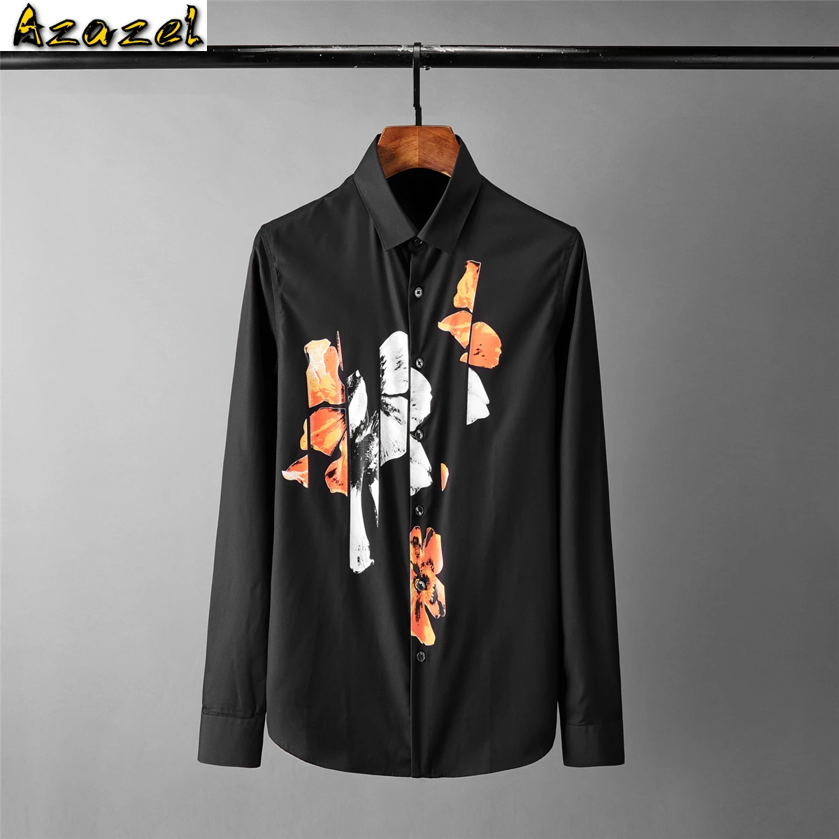 

Azazel Black White Mens Shirts Luxury Floral 3d Printing Long Sleeve Party Mens Dress Shirts Fashion Slim Fit Casual Man Shirts