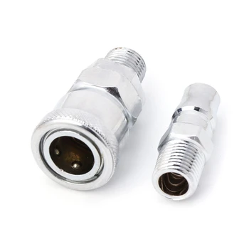 

2 Pcs 1/4 Pneumatic Part Thread Connector Air Compressor Quick Release Connector