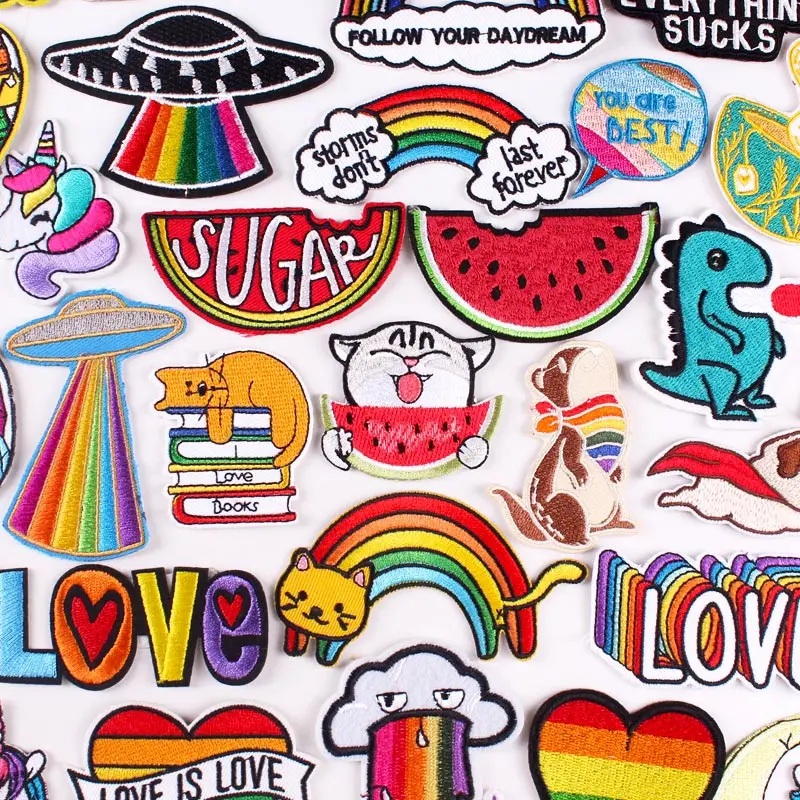 Симпатичные вышитые нашивки с котом для одежды термоклейкие мультяшная ЛГБТ