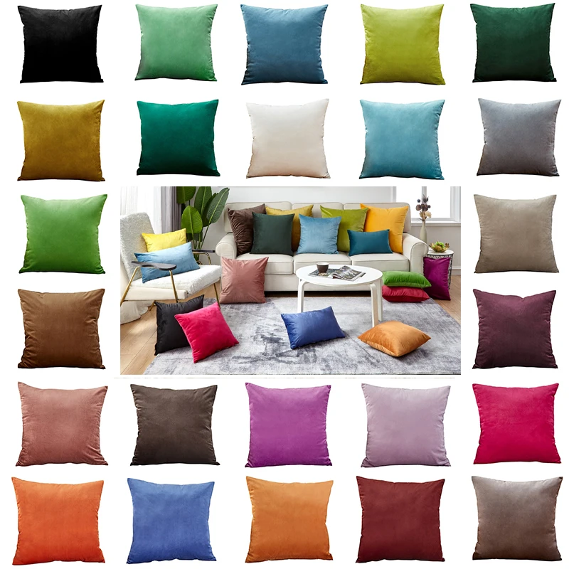 

18colors Decorative Pillows Velvet Cushion Cover for Living Room Car Decorative Kussenhoes 45x45 Home Decor