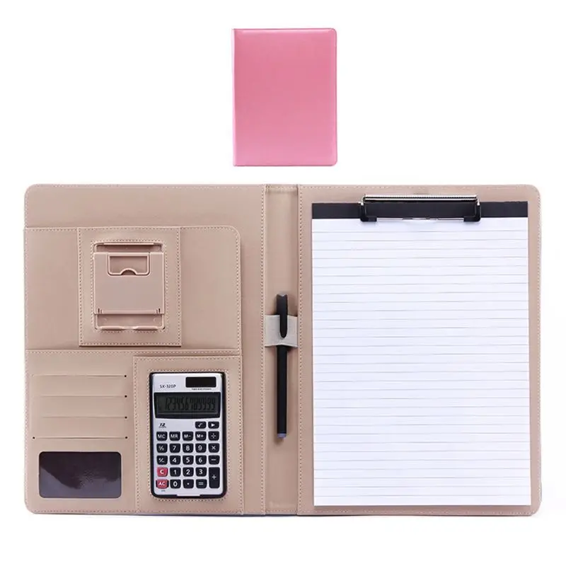 A4 PU Leather Clipboard Folder Multifunction Filing Document File Meeting Holder - Цвет: B-PK