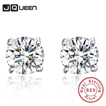 

JQUEEN New Women Stud Earrings 925 Sterling Silver AAAAA Level Crystal Earring Gift for Women with Jewelry Box Brincos De Prata
