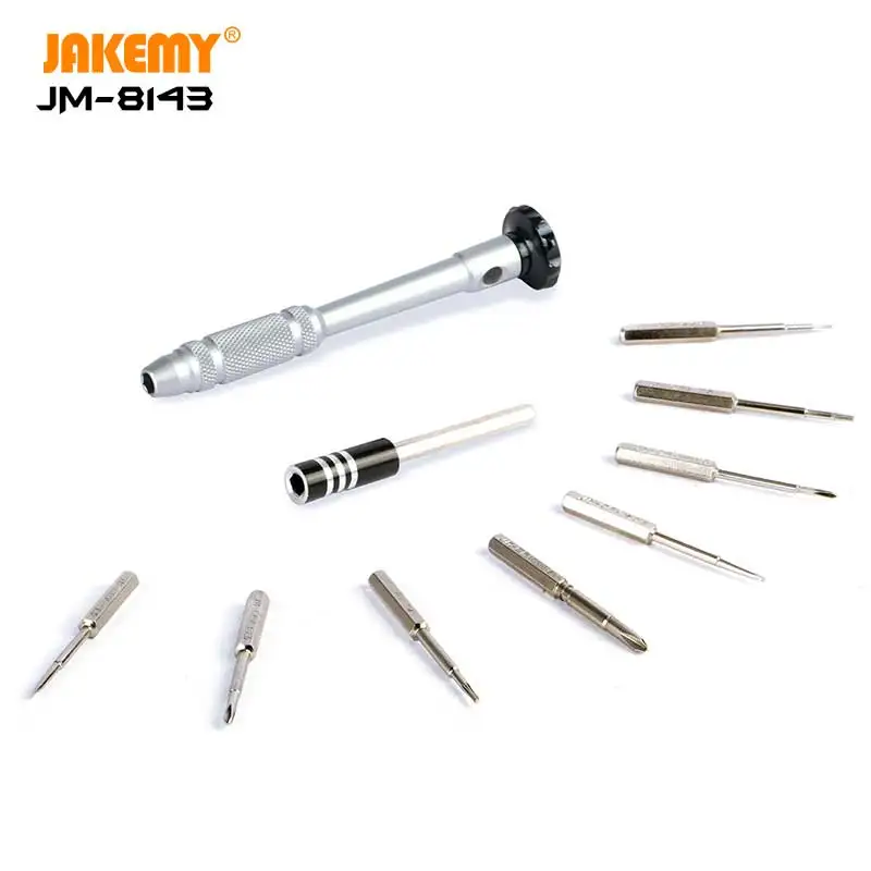 JAKEMY 10 IN 1 Professional Mini Screwdriver with Anti-rust S2 Bits Hand Tool for DIY Cell Phone Laptop Game Pad Repair